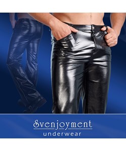 Imitation Leather Pants Men - Medium / Black