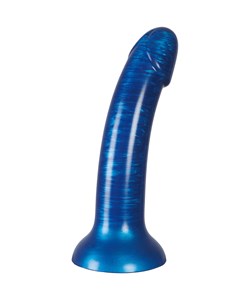 baseks Metallic Blue Silikondildo 18 cm - Blå