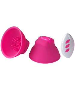 baseks Titty Vibes Vibrerande Sugkoppar för Bröstvårtor - Ljusrosa