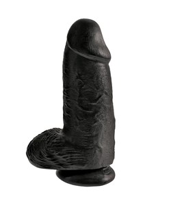 King Cock Chubby Dildo med Testiklar 23 cm - Svart