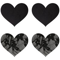 Peekaboos Nipple Stickers Hjärtan Spets 2-pack - Black