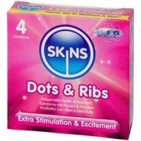 Skins Dots &amp;amp; Ribs Kondomer 4 St - Klar