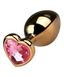 EasyToys: Metal Butt Plug No. 7 with Heart, medium, guld/rosa